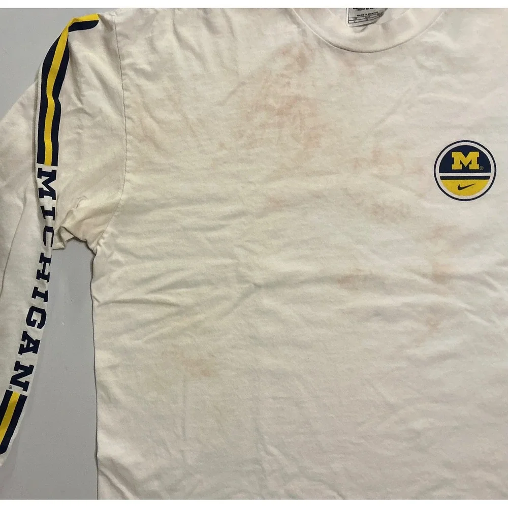 VTG Y2K‎ Nike Michigan Wolverines Long Sleeve T-Shirt Mens L White 90s Grunge